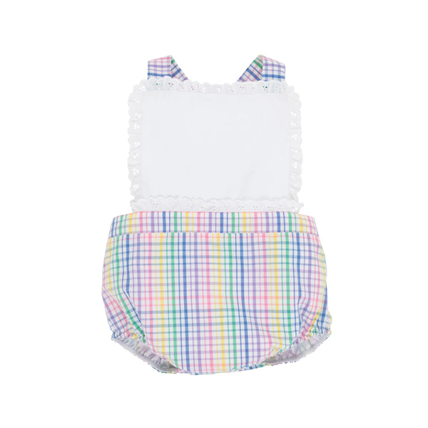 Sally Sunsuit Colored Pens Plaid With Worth Avenue White - Born Childrens Boutique