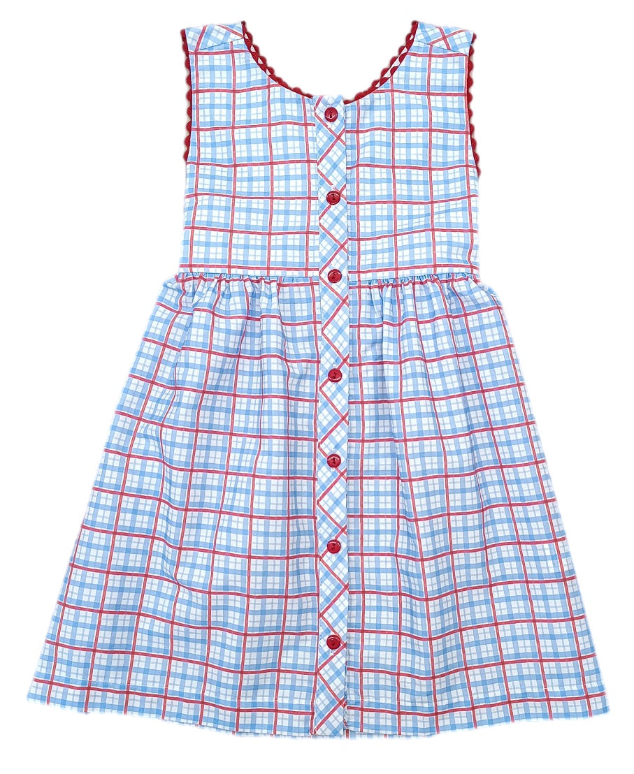 Patriotic Plaid Sammy Dress - Born Childrens Boutique