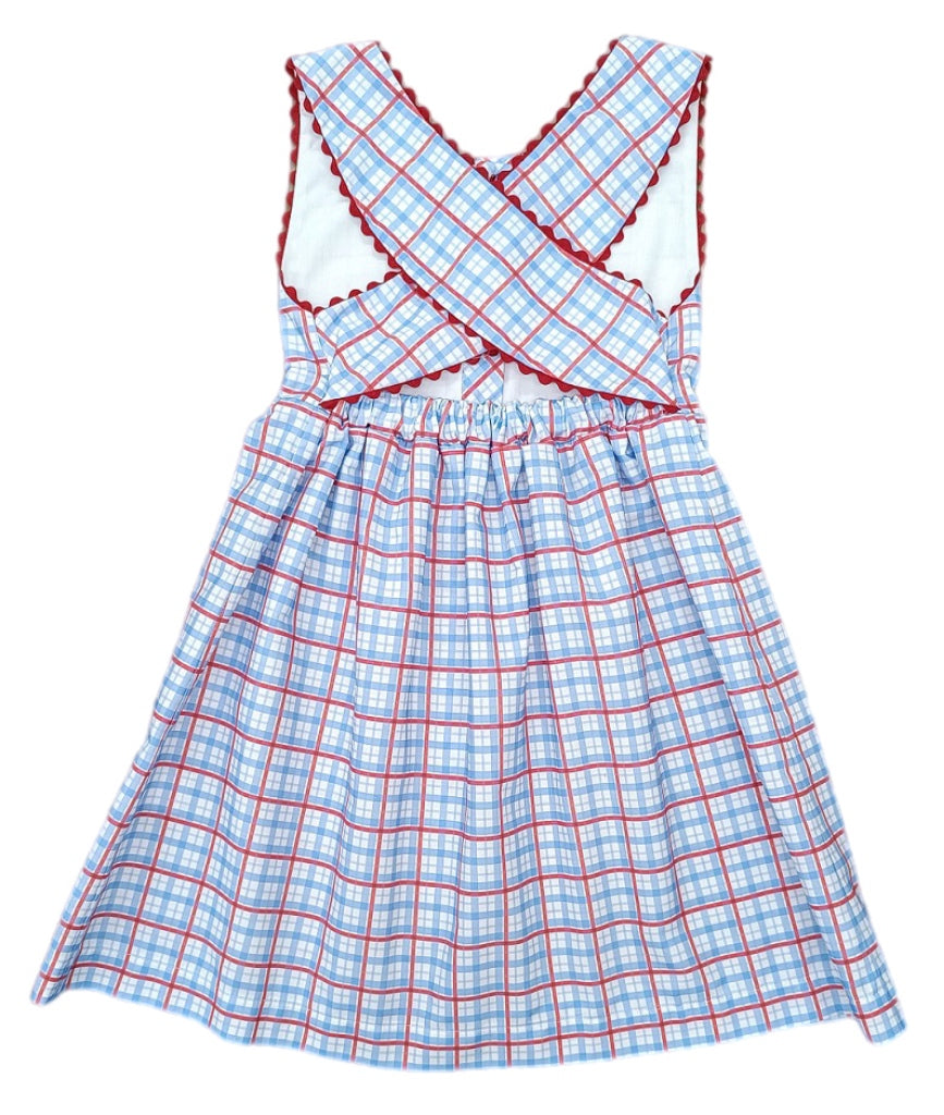 Patriotic Plaid Sammy Dress - Born Childrens Boutique