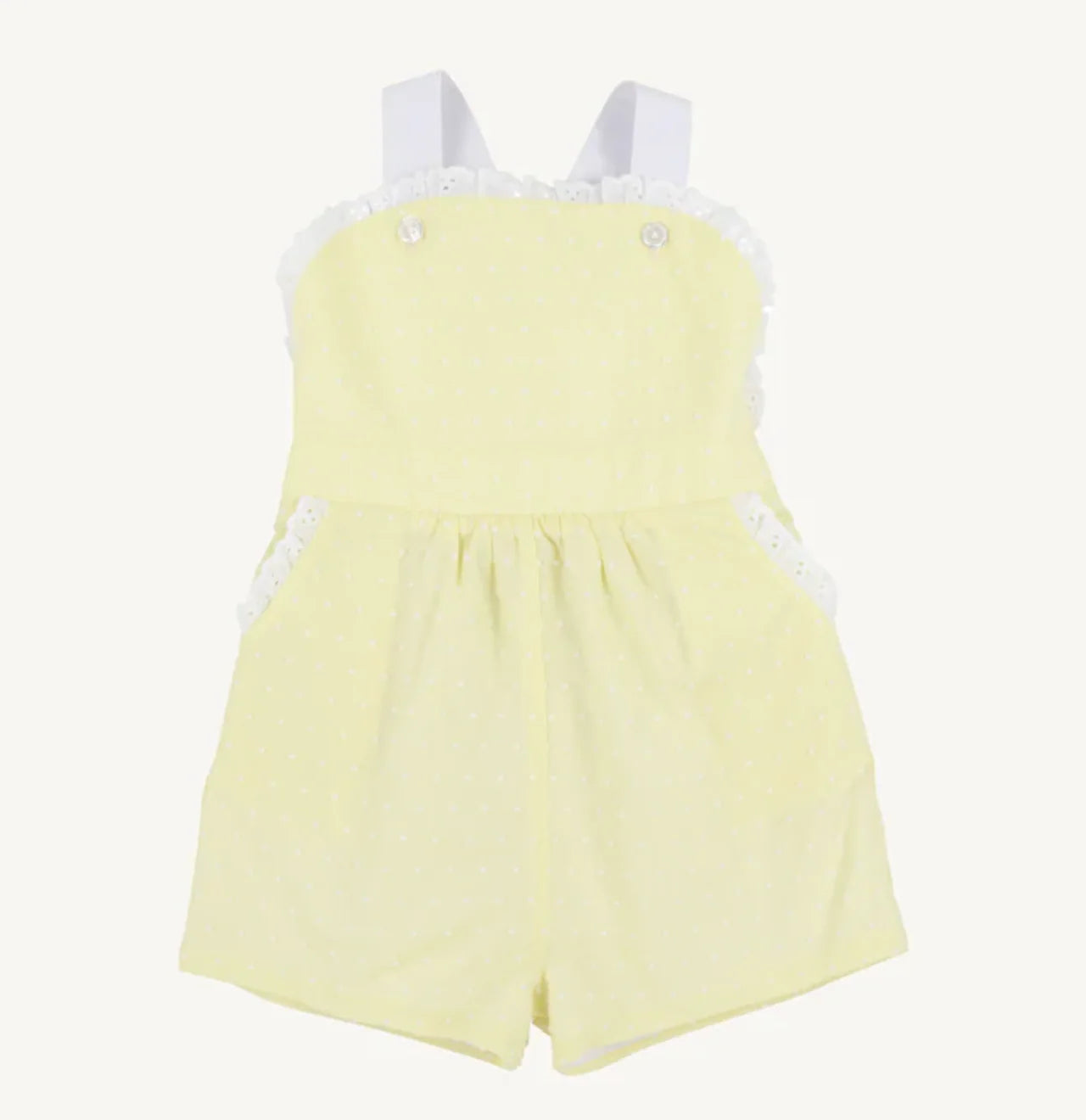 Ruthie Romper - York Yellow & Worth Avenue White Dallas Dot - Born Childrens Boutique