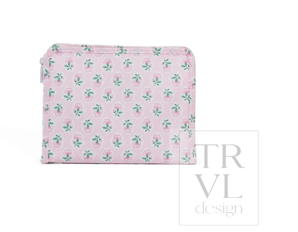 Roadie Med Zip Pouch - Petite Fleur Pink - Born Childrens Boutique