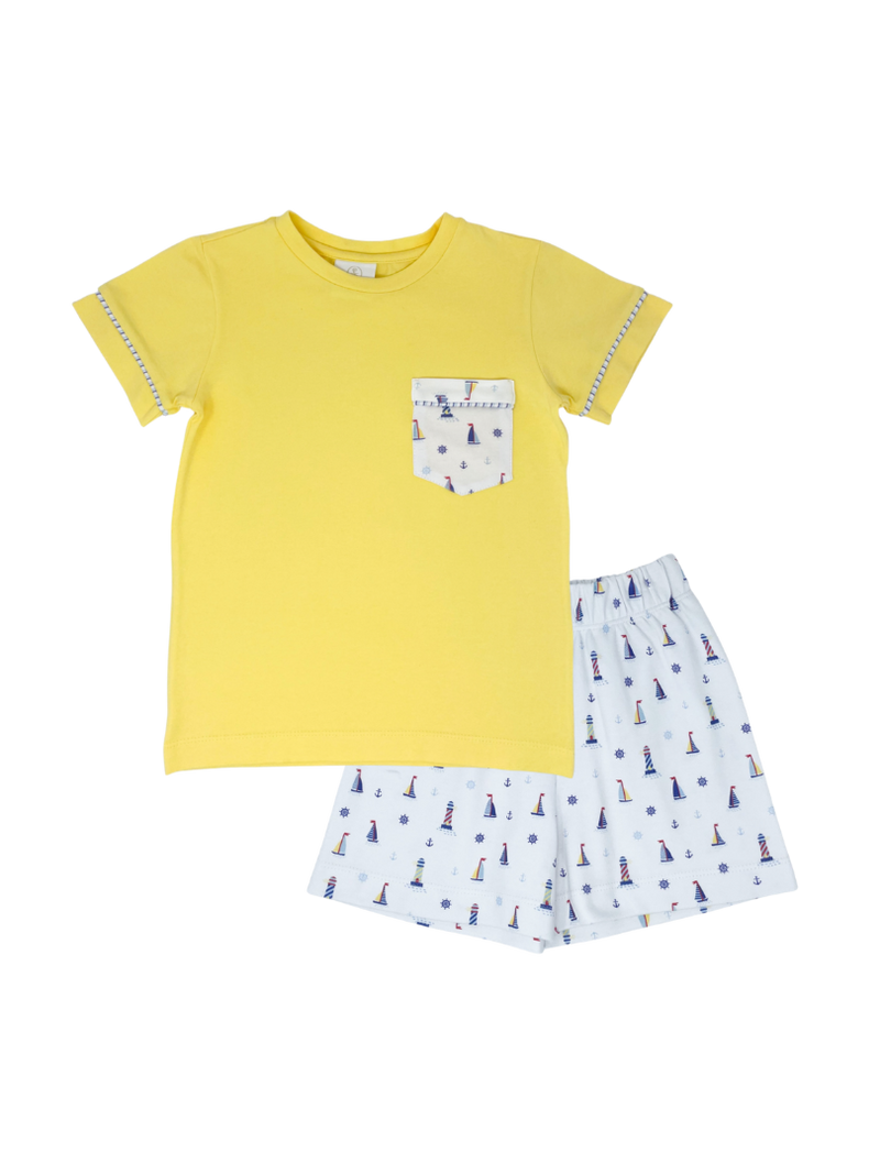 Lullaby Set Charlie Short Set - Nautical - Born Childrens Boutique