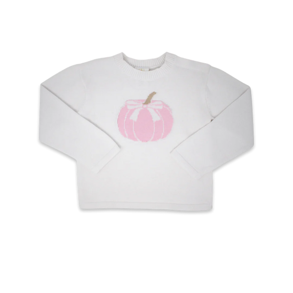 Cozy Up Sweater White/Pink Pumpkin - Born Childrens Boutique