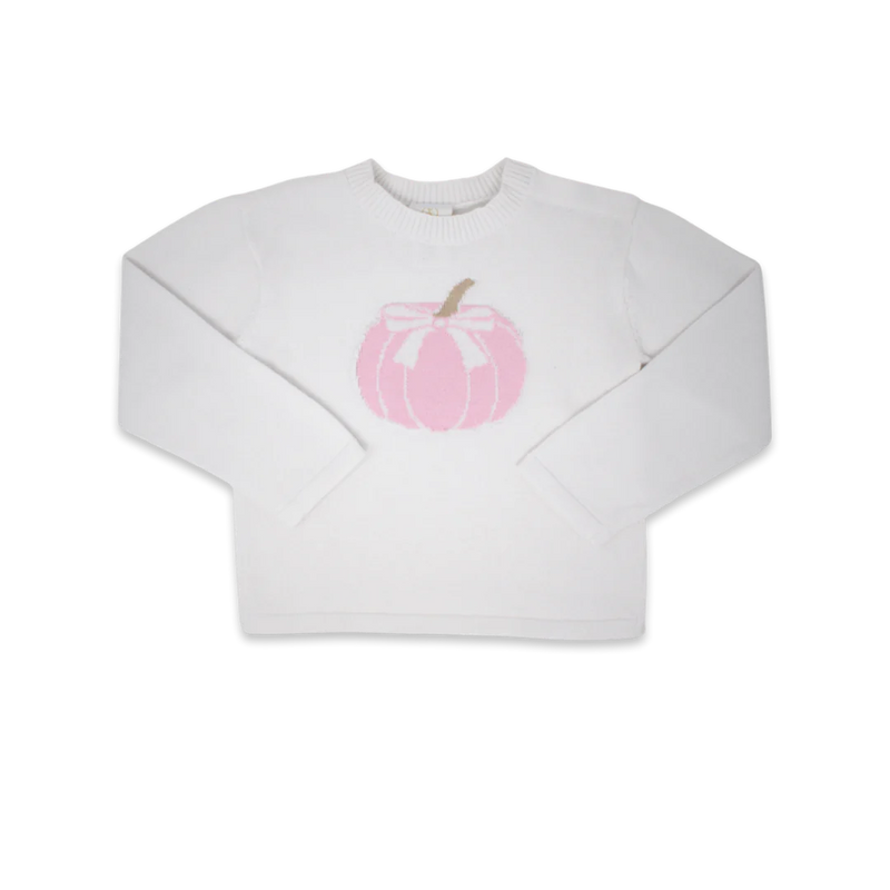 Cozy Up Sweater White/Pink Pumpkin - Born Childrens Boutique