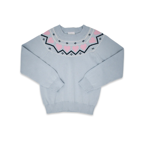 Cozy Up Sweater Blue Hearts - Born Childrens Boutique