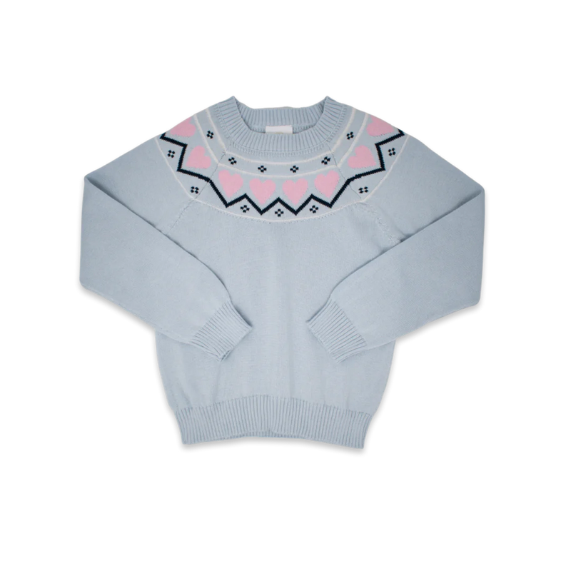 Cozy Up Sweater Blue Hearts - Born Childrens Boutique