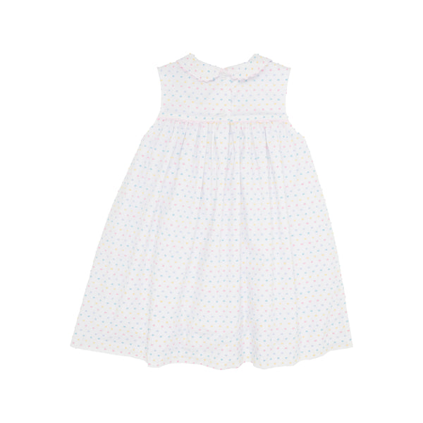 Sleeveless Mary Dal Dress Worth Avenue White With Pastel Dallas Dot - Born Childrens Boutique