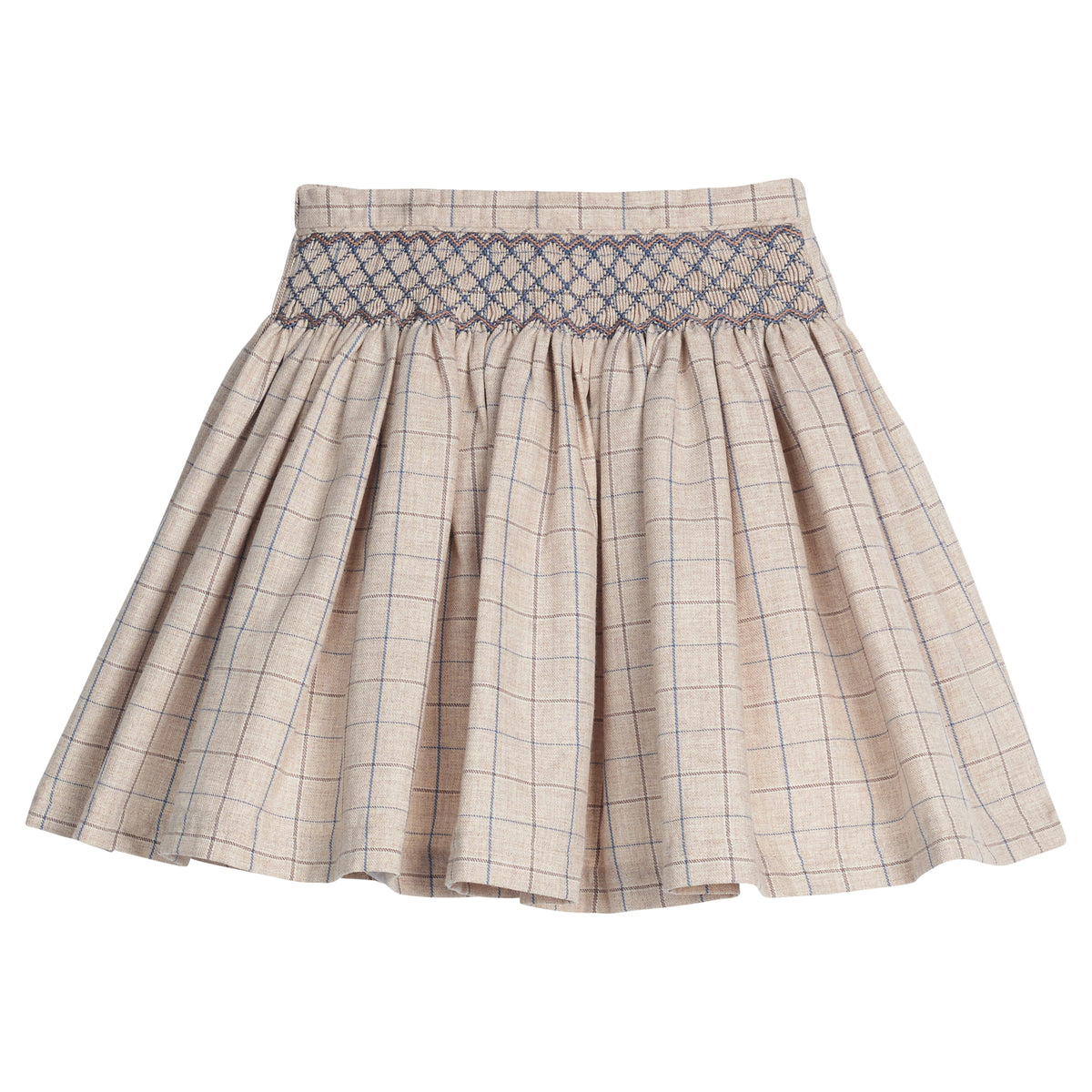 Smocked Molly Skirt - Durham Windowpane - Born Childrens Boutique