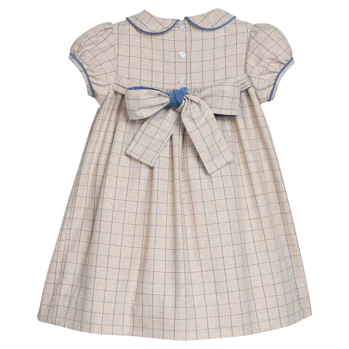 Smocked Natalie Dress - Durham Windowpane - Born Childrens Boutique