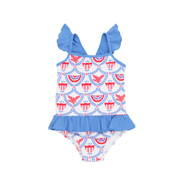 St. Lucia Swimsuit American Swag With Barbados Blue - Born Childrens Boutique