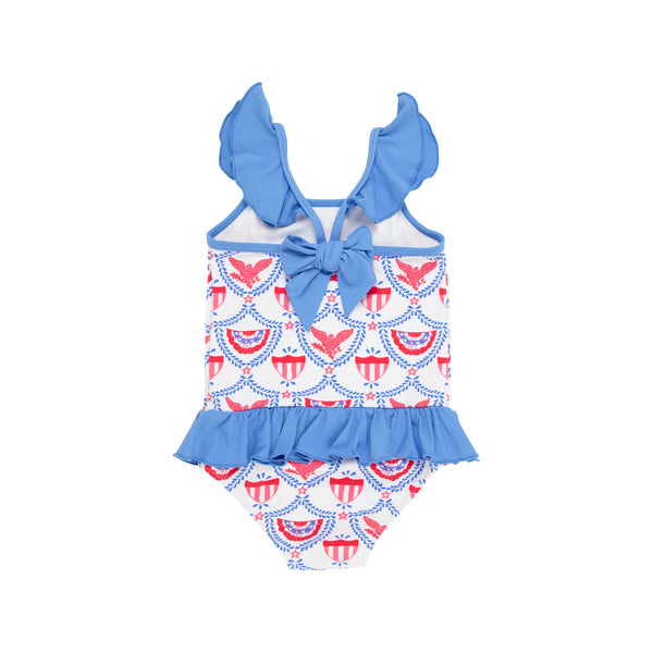 St. Lucia Swimsuit American Swag With Barbados Blue - Born Childrens Boutique