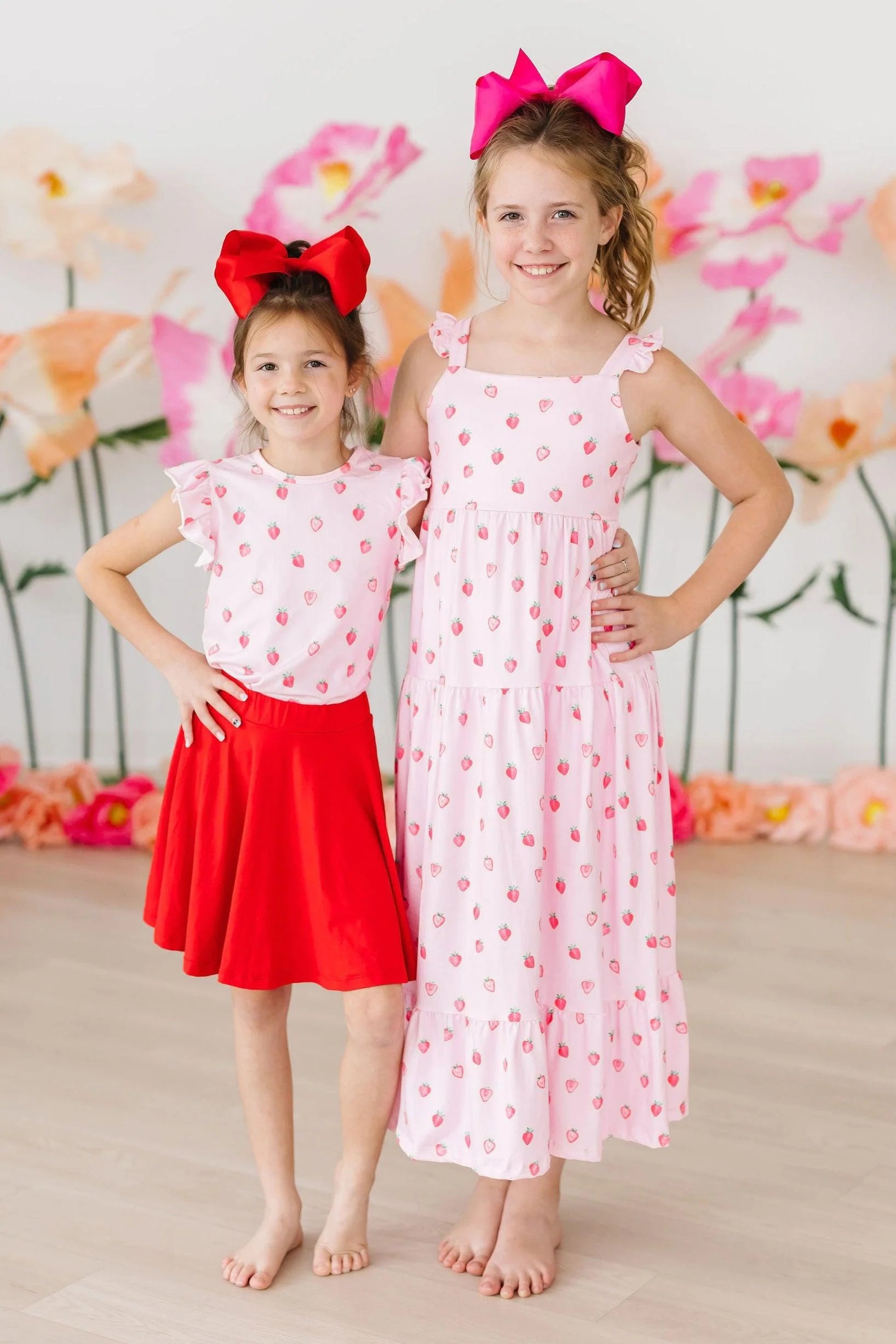 Sweet Strawberries Ruffle Maxi Dress - Born Childrens Boutique