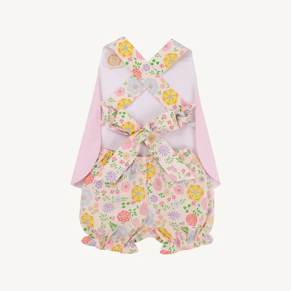 Betsy Bow Back Set -  Boca Grande Begonia with Hamptons Hot Pink Pique Stripe - Born Childrens Boutique