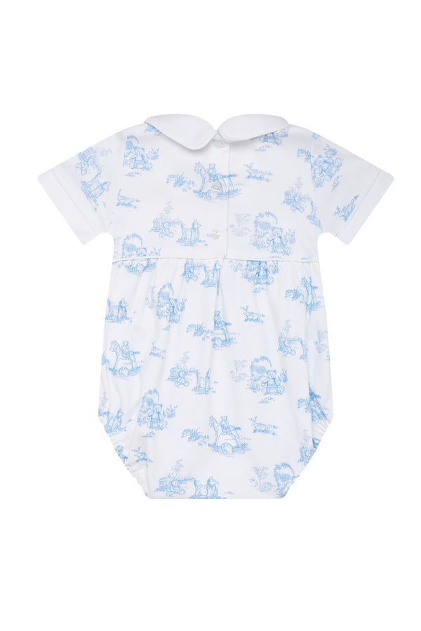 Blue Toile Smocked Bubble - Born Childrens Boutique