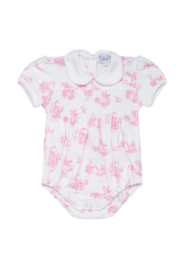 Pink Toile Smocked Bubble - Born Childrens Boutique