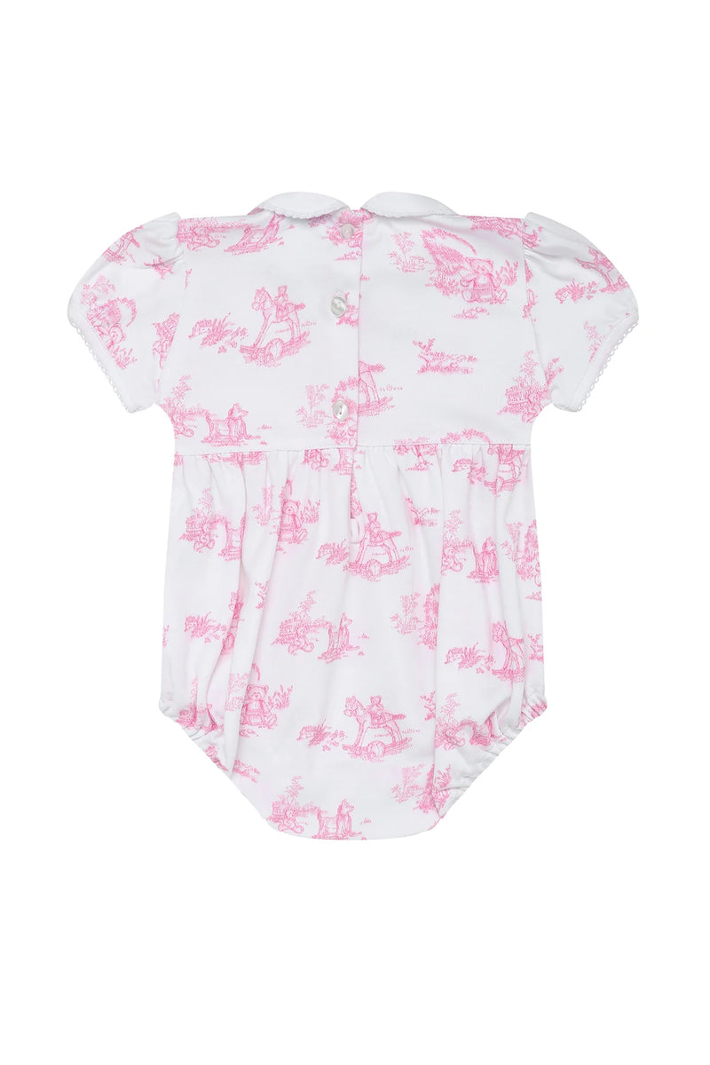 Pink Toile Smocked Bubble - Born Childrens Boutique