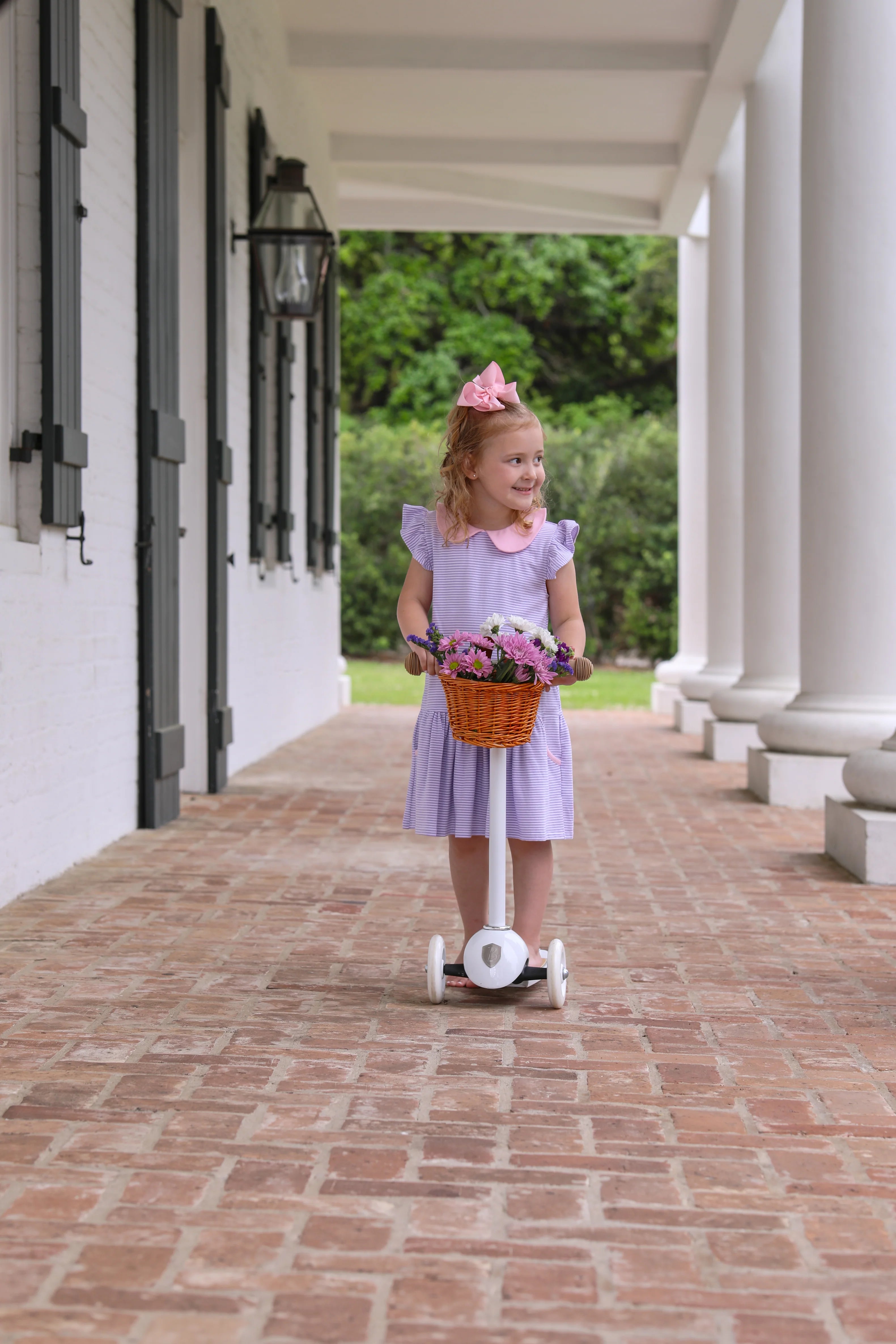 Genevieve Dress - Lavender Stripe/Light Pink - Born Childrens Boutique