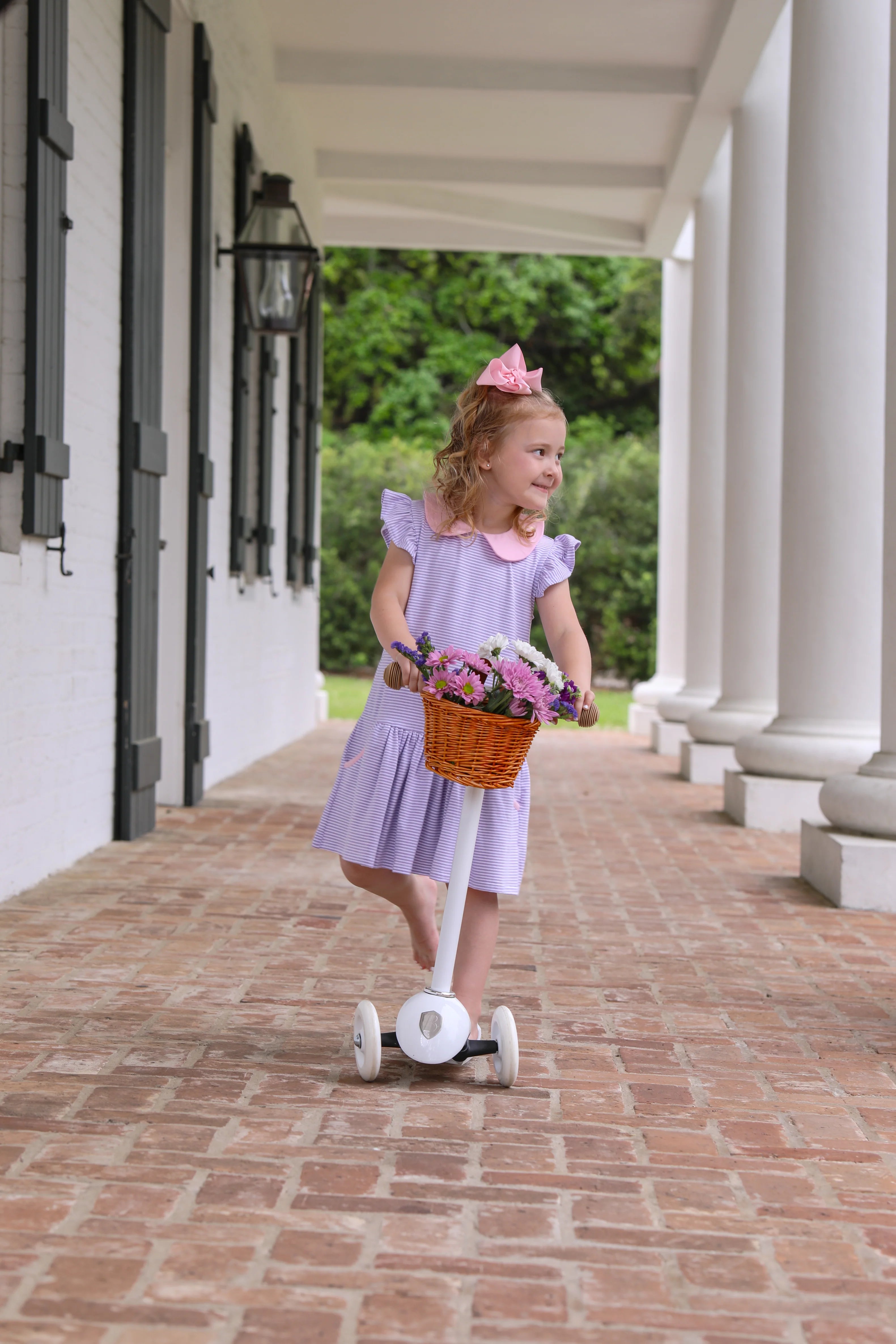 Genevieve Dress - Lavender Stripe/Light Pink - Born Childrens Boutique
