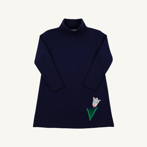 Tatum's Turtleneck Dress Nantucket Navy Tulip