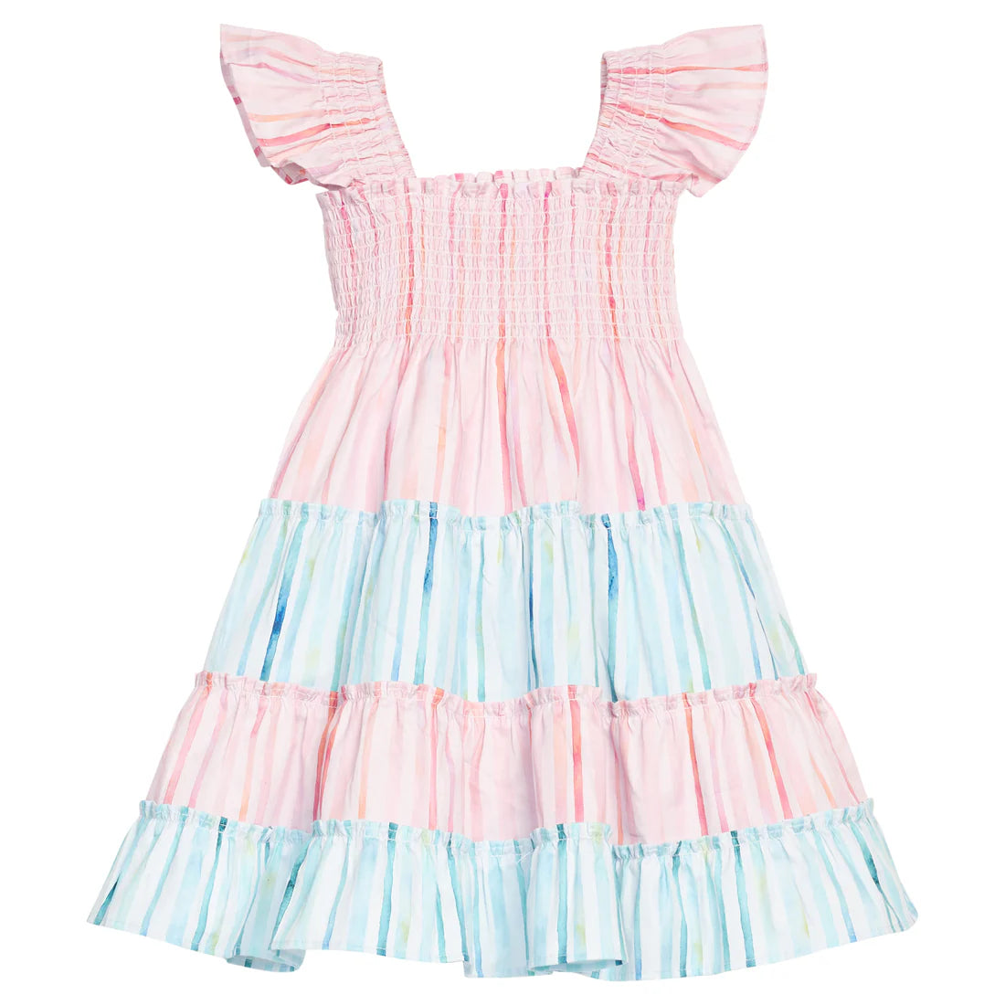 Twirl Dress - Watercolor Multi Stripe - Born Childrens Boutique