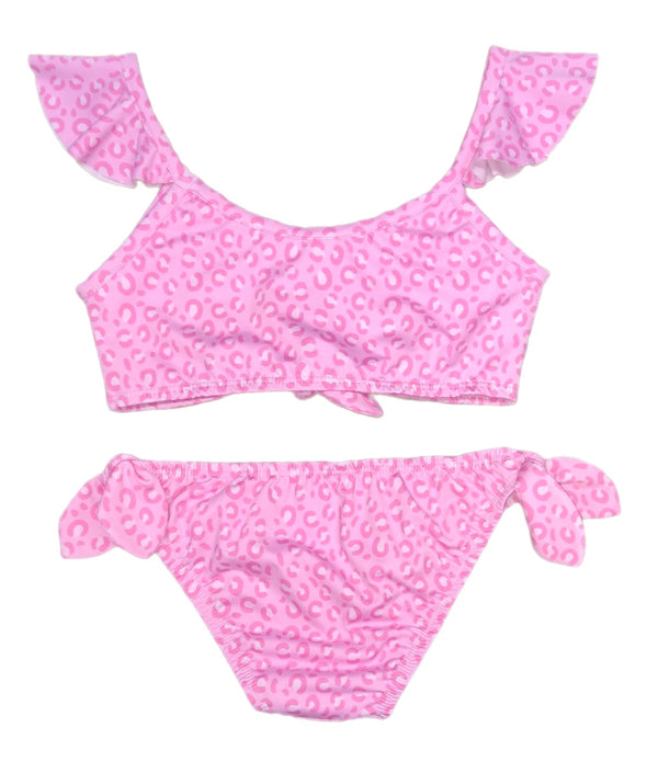 Pink Cheetah Two Piece Knot Swim - Born Childrens Boutique