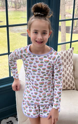 LS Lounge Set w/Shorts Rainbow Heart Pima - Born Childrens Boutique