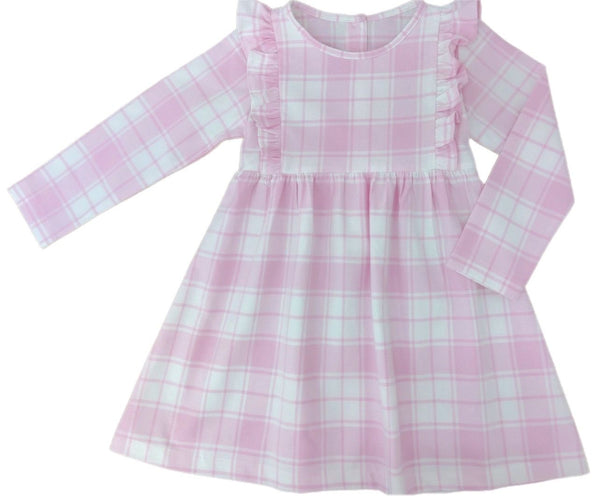 Pre-Order Harper Pink Flannel Dress - Born Childrens Boutique