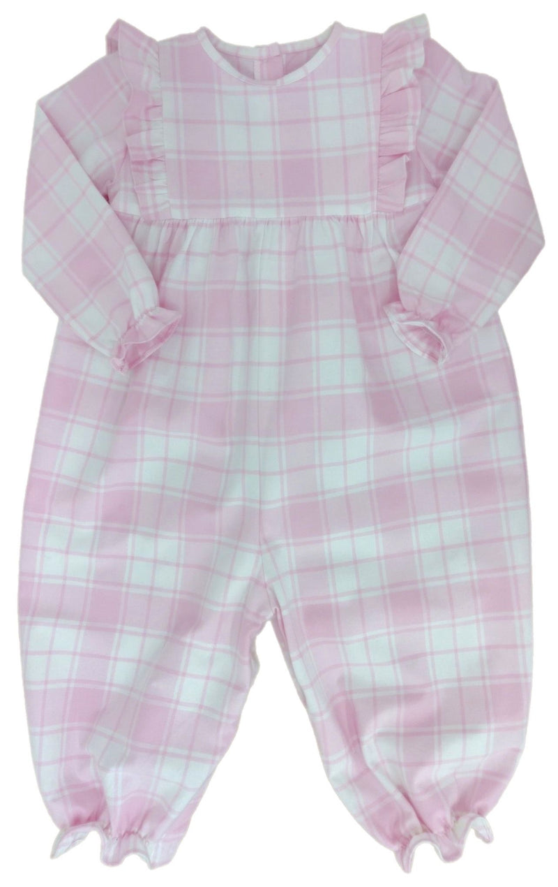 Pre-Order Harper Pink Flannel Long Bubble - Born Childrens Boutique