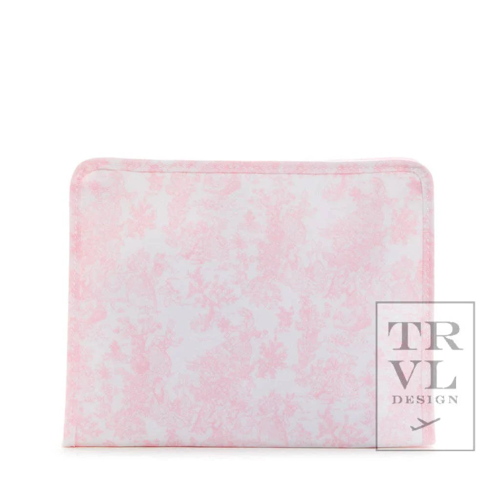 Roadie Large Zip Pouch - Bunny Toile Pink