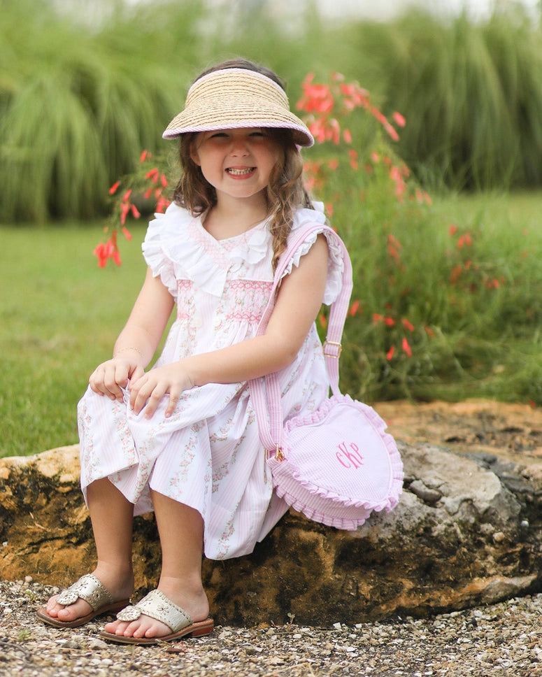 Sconset Straw Bow Visor, Youth - Born Childrens Boutique