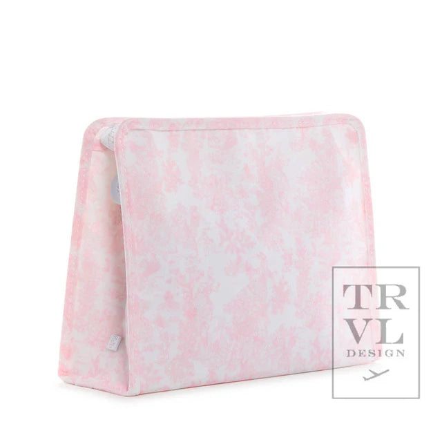 Roadie Large Zip Pouch - Bunny Toile Pink