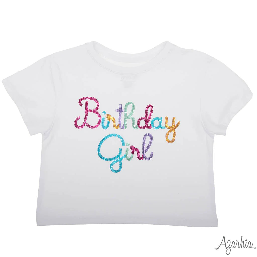 Birthday Girl in Sequin on White Boxy - Born Childrens Boutique
