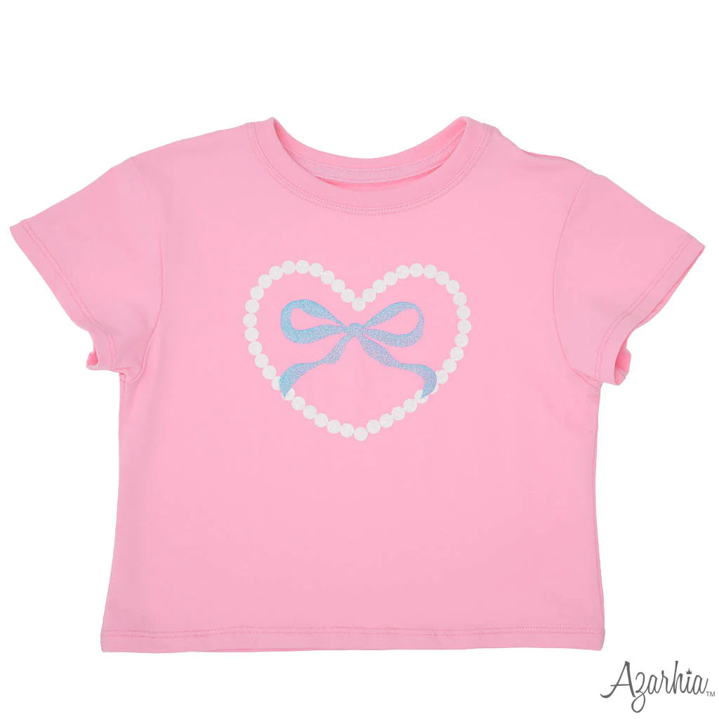 Glitter Pearl Heart Pink Boxy - Born Childrens Boutique