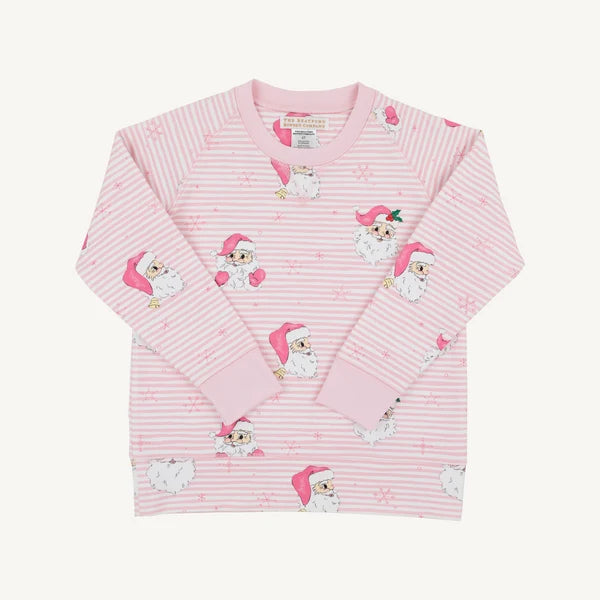 Cassidy Comfy Crewneck - Dear Santa (Palm Beach Pink Stripe) with Palm Beach Pink - Born Children's Boutique