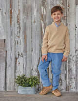 Quarter Zip Sweater - Oatmeal - Born Childrens Boutique