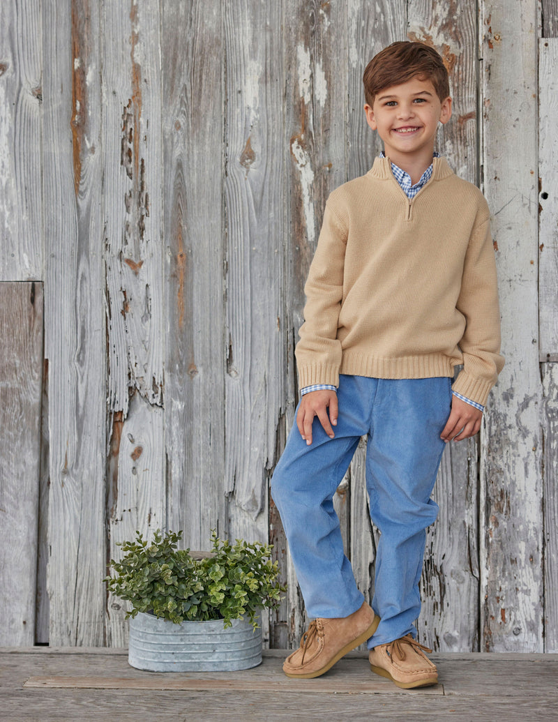 Quarter Zip Sweater - Oatmeal - Born Childrens Boutique