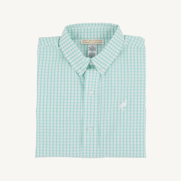Dean's List Dress Shirt - Turks Teal Windowpane - Born Childrens Boutique