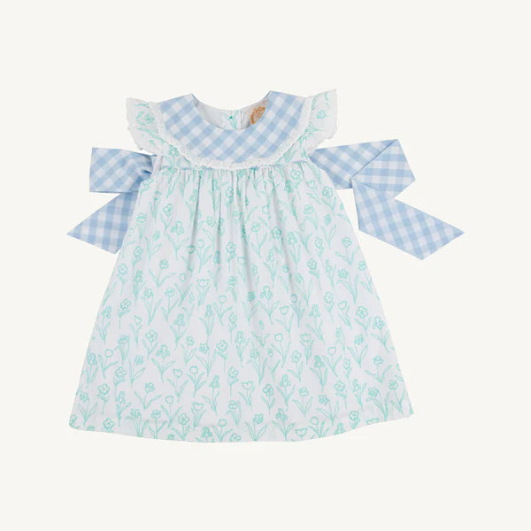 Franny Frock - Franklin Flowers/Barrington Blue Check - Born Childrens Boutique