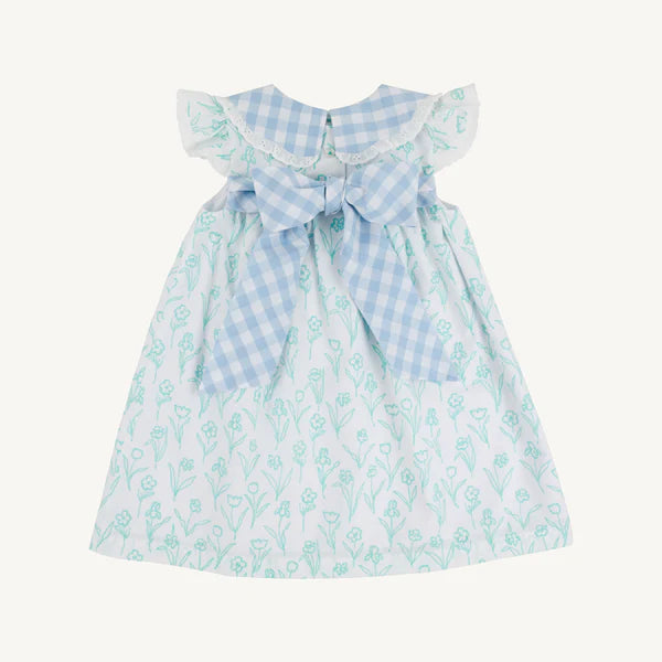 Franny Frock - Franklin Flowers/Barrington Blue Check - Born Childrens Boutique