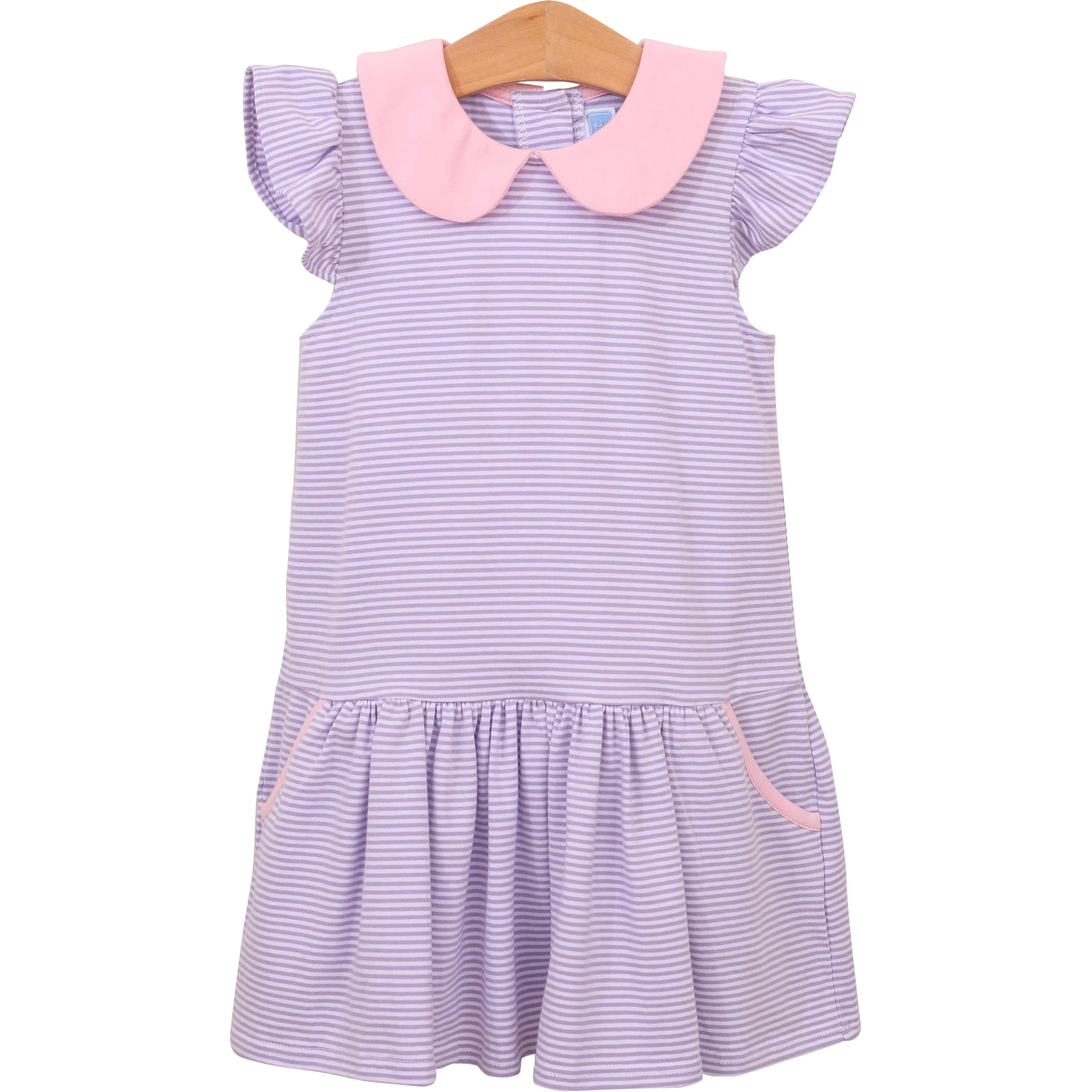 Genevieve Dress - Lavender Stripe/Light Pink - Born Childrens Boutique
