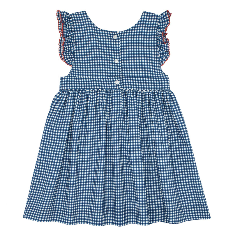 Navy Gingham Pinafore Dress - Born Childrens Boutique