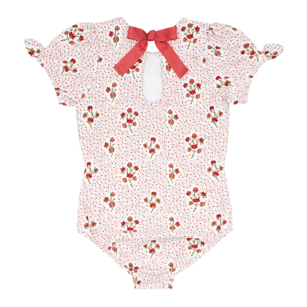 Raspberry Red Puff Sleeve One Piece - Born Childrens Boutique