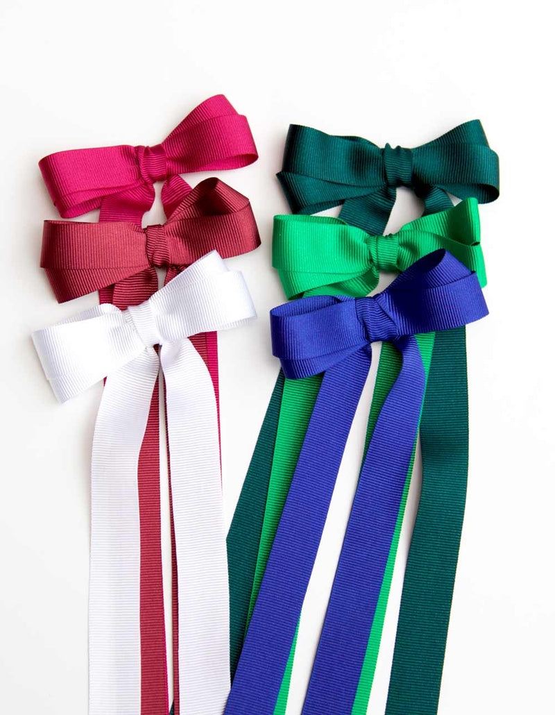 Grosgrain Long Tail Bow 6.5 in, Link Pink - Born Childrens Boutique