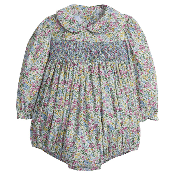 Smocked Charlotte Bubble - Green Gables Floral - Born Childrens Boutique