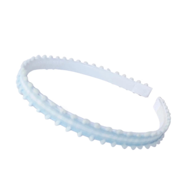 Blue Gingham Picot Ribbon Headband - Born Childrens Boutique