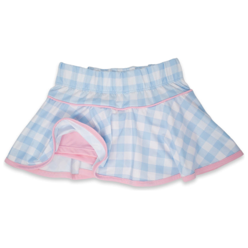 Pre-Order Quinn Skort - Light Blue Buff Check - Born Childrens Boutique