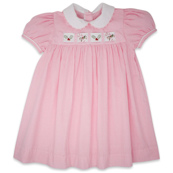Ruth Ribbon Dress - Pink Minigingham - Born Childrens Boutique