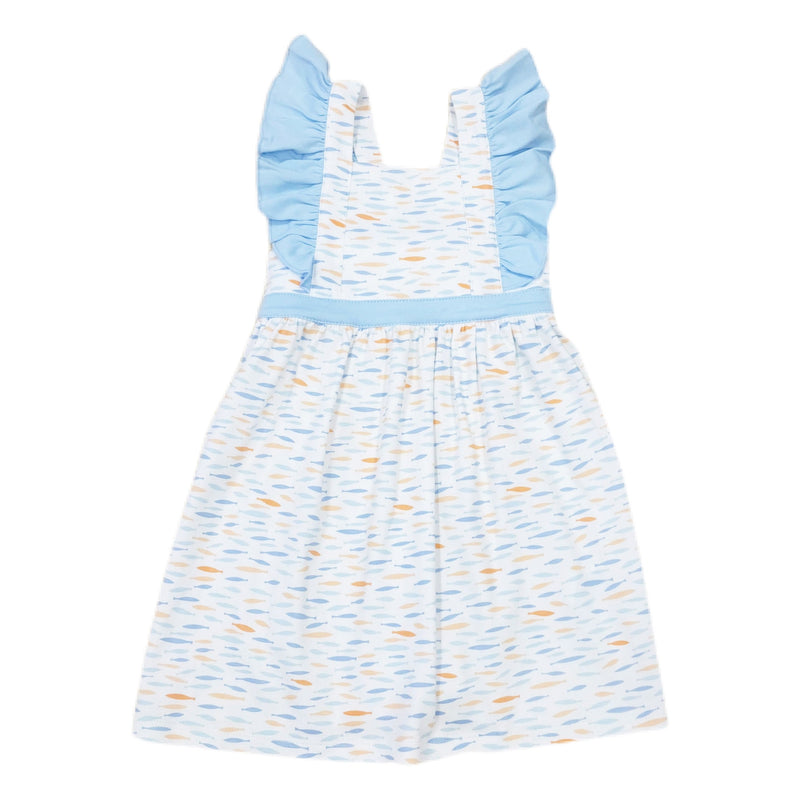 Fish Print Pinafore Dress - Born Childrens Boutique