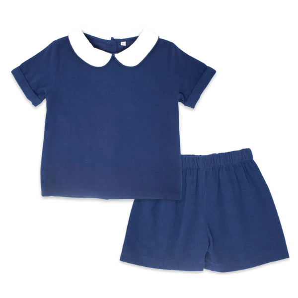 Sibley Short Set - Dusty Blue Cord - Born Childrens Boutique