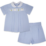 Noah Ribbon Short Set - Blue Minigingham - Born Childrens Boutique